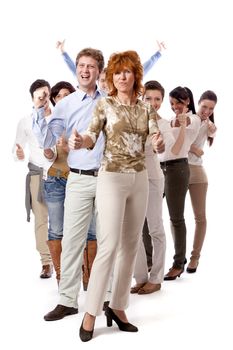 happy people business team group together isolated on white background