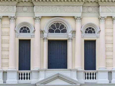 European style Arch Window in the Grand Palace, Bangkok, Thailand. This photo was taken in tourist's area.