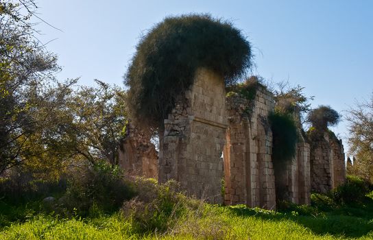 Ruins of the walls of the eighth century. Ramla. Israel.