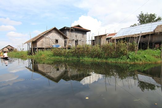 Houses at Inle lake, Myanmar