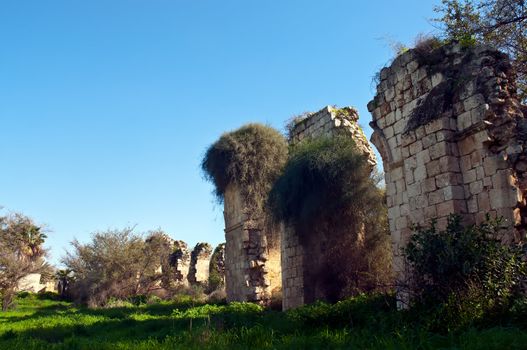 Ruins of the walls of the eighth century. Ramla. Israel.