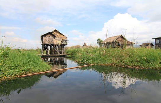 Houses at Inle lake, Myanmar