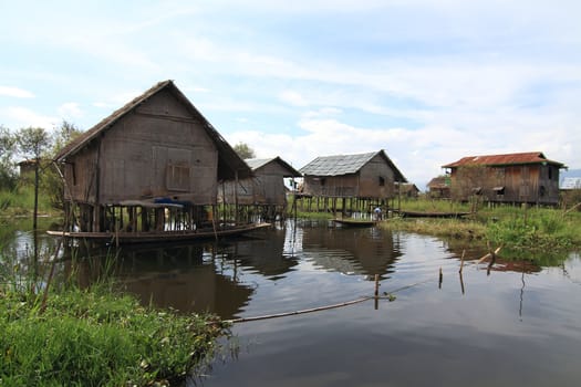 Houses at Inle lake, Myanmar