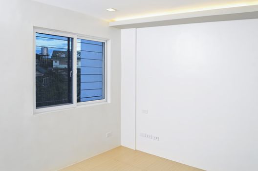 View from a newly built and painted white room