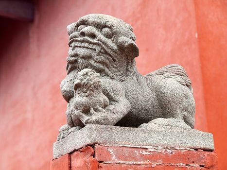 Stone Lion in the Tainan Confucius Temple, Tainan, Taiwan