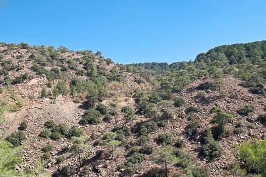 Mountains near Limassol, the view from the observation platform. Cyprus.