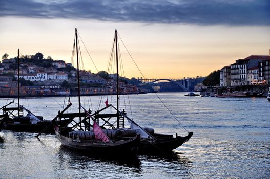 Wine boats on river 