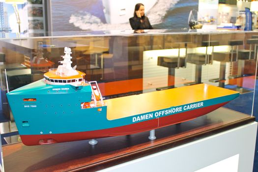 Stand shipbuilding company Damen at the exhibition Offshore Energy 2012. Netherlands