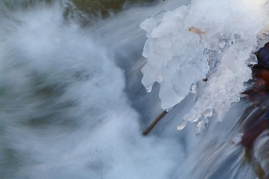 a icy waterfall in a small brook