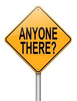 Illustration depicting a roadsign with an anyone there concept. White background.