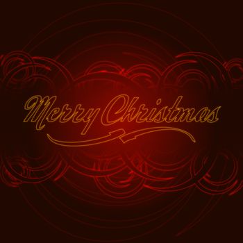 abstract red card with illustrated circles and text Merry Christmas