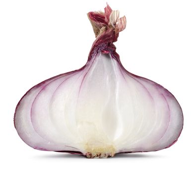 Sliced Red onion isolated on a white background