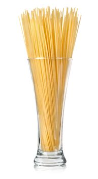 Spaghetti in a glass isolated on a white background