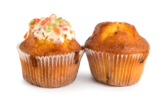 Cake in cup isolated on a white background