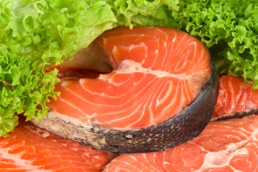 Raw salmon and juicy lettuce
