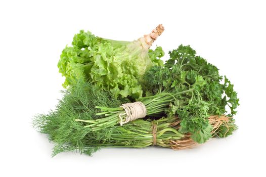 Parsley and other green isolated on white background