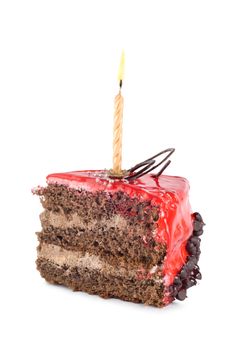 Chocolate cake isolated on a white background