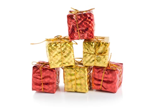 Colorful gift boxes isolated on a white background