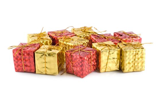 Colorful gift boxes isolated on a white background