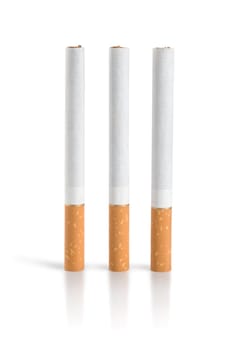 Three cigarettes Isolated on white background (Path)