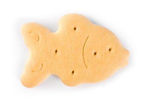 Cookies in the shape of a fish isolated on white background