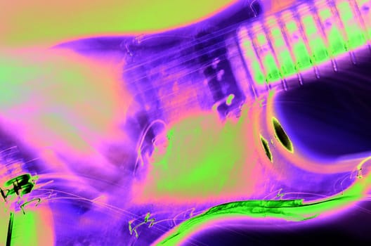 psychedelic color and motion blur of an electric guitar