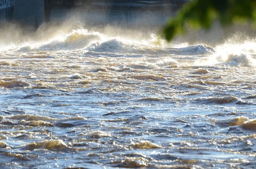 Water pouring into a river