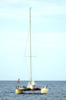 A catamaran at sea