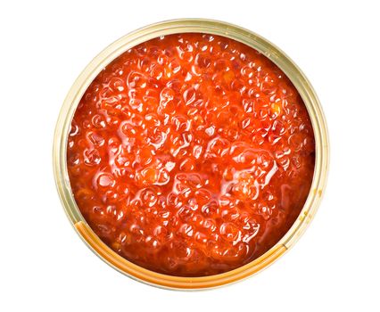 Canning salmon roe isolated on a white background