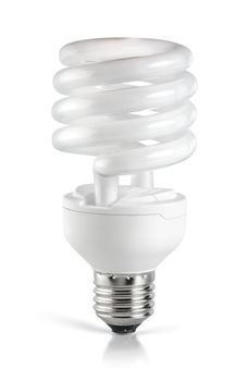 Energy saving compact fluorescent lightbulb isolated on white background