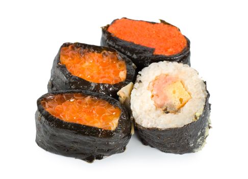 Japanese food - Sushi isolated on white background. 