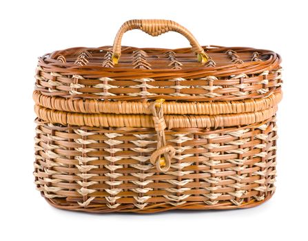 Wooden basket isolated on a white background
