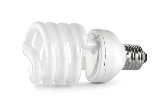 Energy saving compact fluorescent lightbulb isolated on white background (Path)