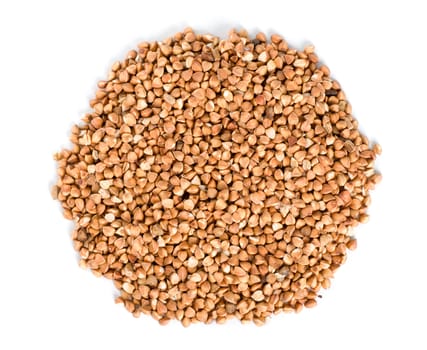 Raw buckwheat isolated on a white background