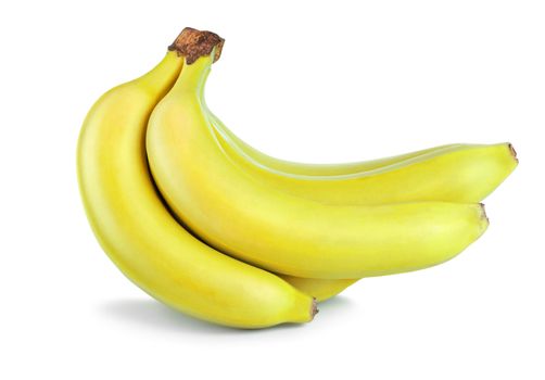 Bunch of yellow bananas isolated on white background