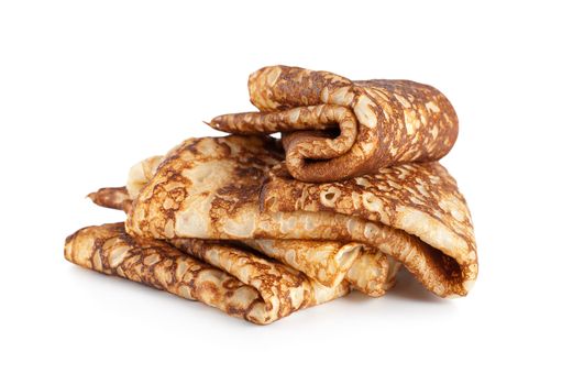 Folded pancakes isolated on white background