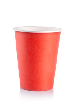 Red disposable cup isolated on a white background