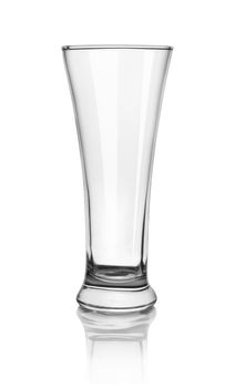 Empty beer glass isolated on white background. Path