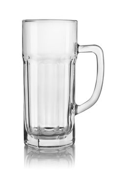 Empty beer glass isolated on white background. Path