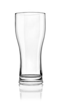 Empty beer glass isolated on white background. Path
