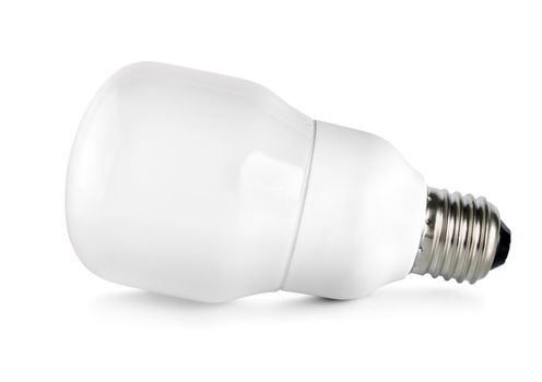 Energy saving compact fluorescent lightbulb isolated on white background