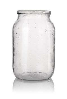 Empty glass jar isolated on a white background Path