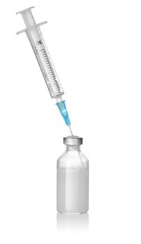 Insulin and syringe isolated on white background Path