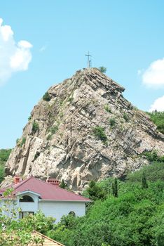 Beautiful mountain Iphigenia and house in the Crimea