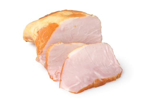 Sliced ham isolated on a white background