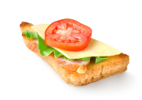 Sandwich with vegetables isolated on a white background