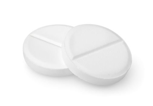 Tablet aspirin isolated on a white background Path