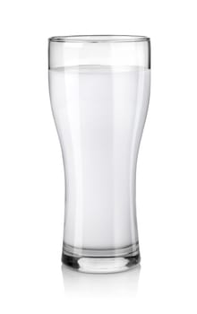 Glass of fresh milk on white background