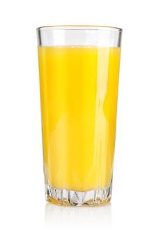 Orange juice in a glass isolated on white background. Clipping path