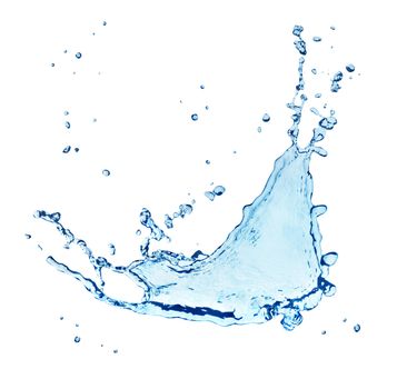 Blue water splash isolated on white background